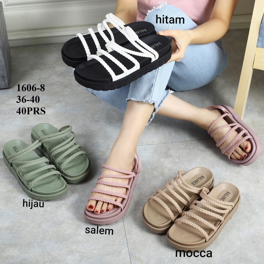 sandal wanita weges tali temali 1606-8 BLC