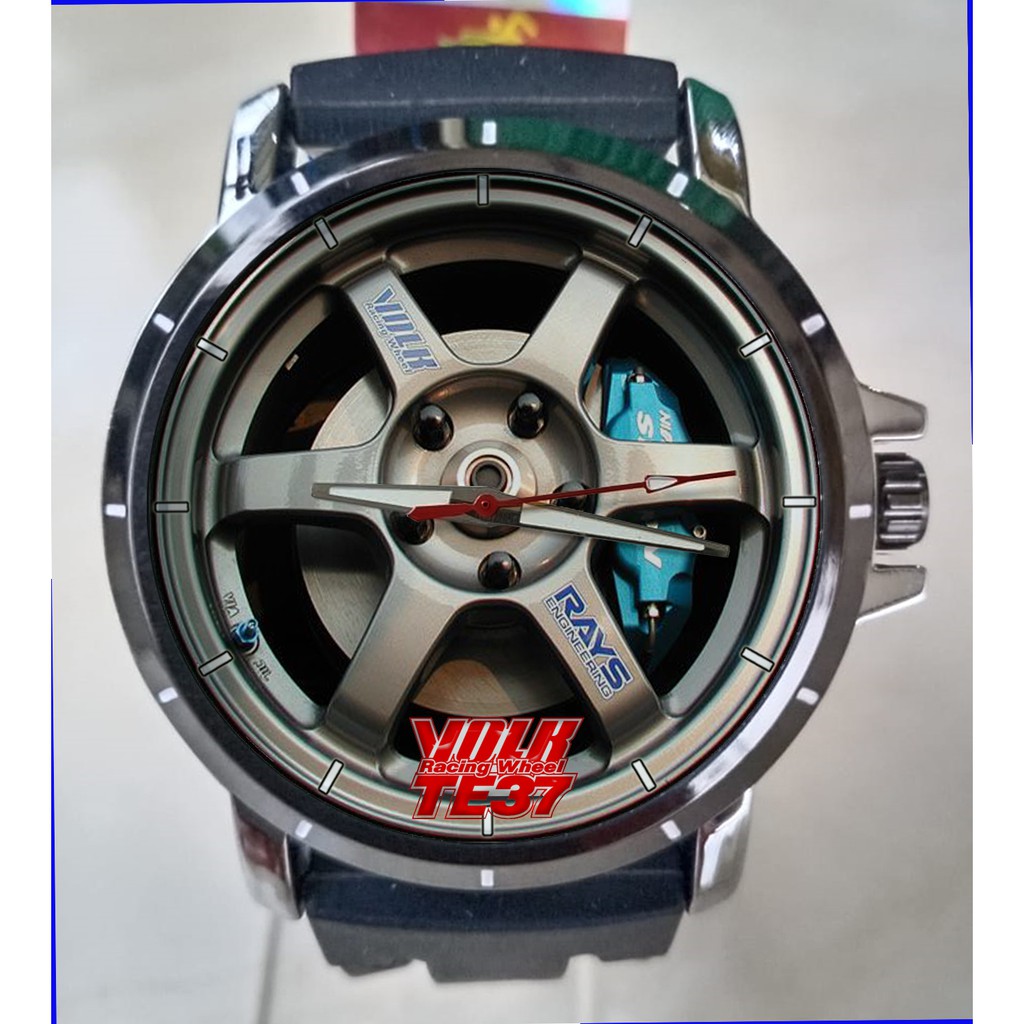 SPESIALIS Jam Tangan Pria Custom Gambar Velg Volk TE37 Rays art 2 Keren