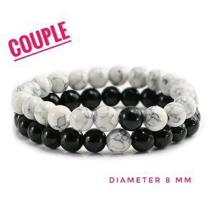 Gelang Couple Batu Black Onix Dan Pirus Putih Hitam Putih Ying Yang