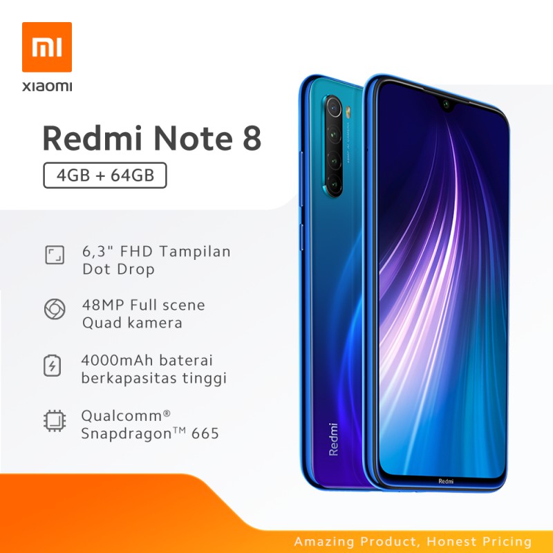 Redmi Note 8 - Blue (4GB+64GB) - Baru Garansi Resmi
