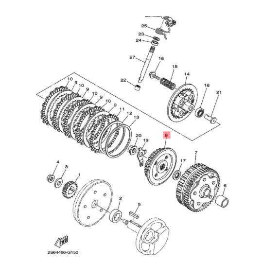 boss clutch kaki 4 empat kopling jupiter mx 135 lama 2008 ORIGINAL YGP 2S6-E6371-01