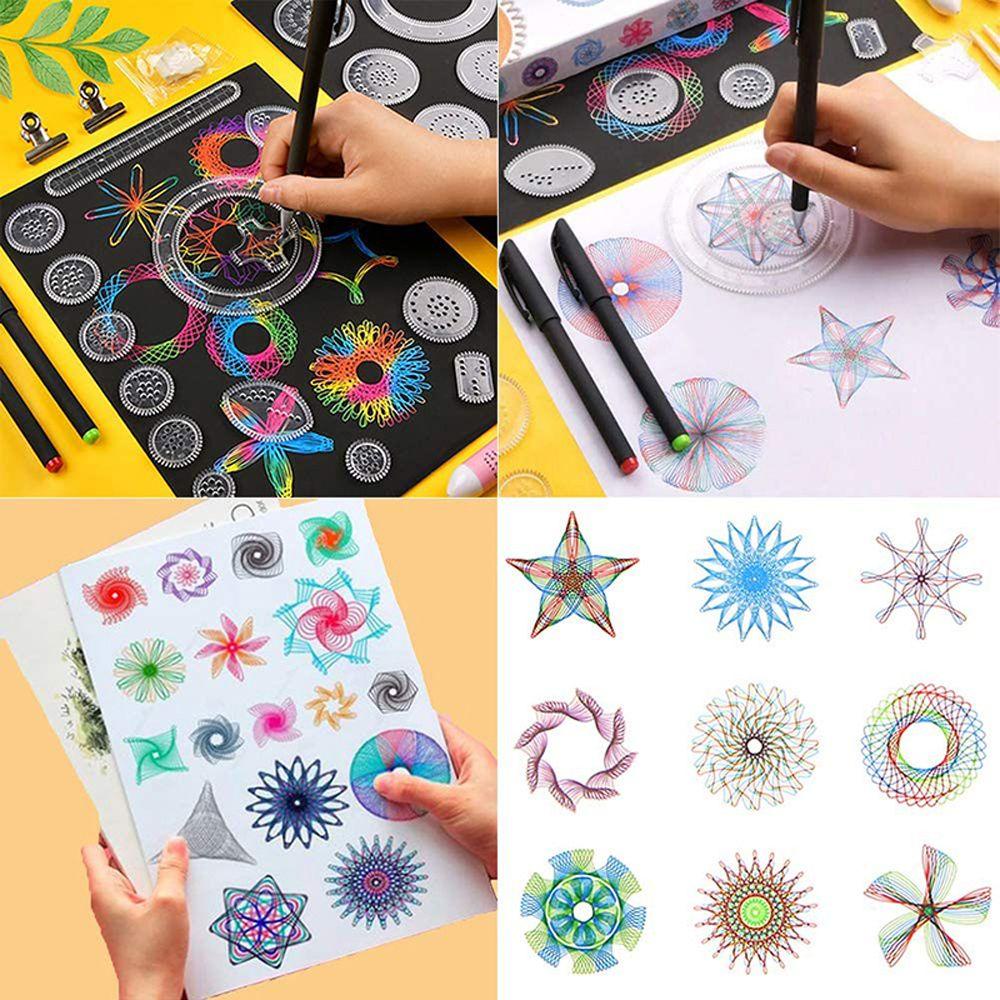 [Elegan] Mainan Gambar Spirograph Set Seni Kerajinan Lukisan Mainan Edukasi Lucu Menggambar Aksesoris Scratch Painting Anak Hadiah Interlocking Gears Wheels Ruler