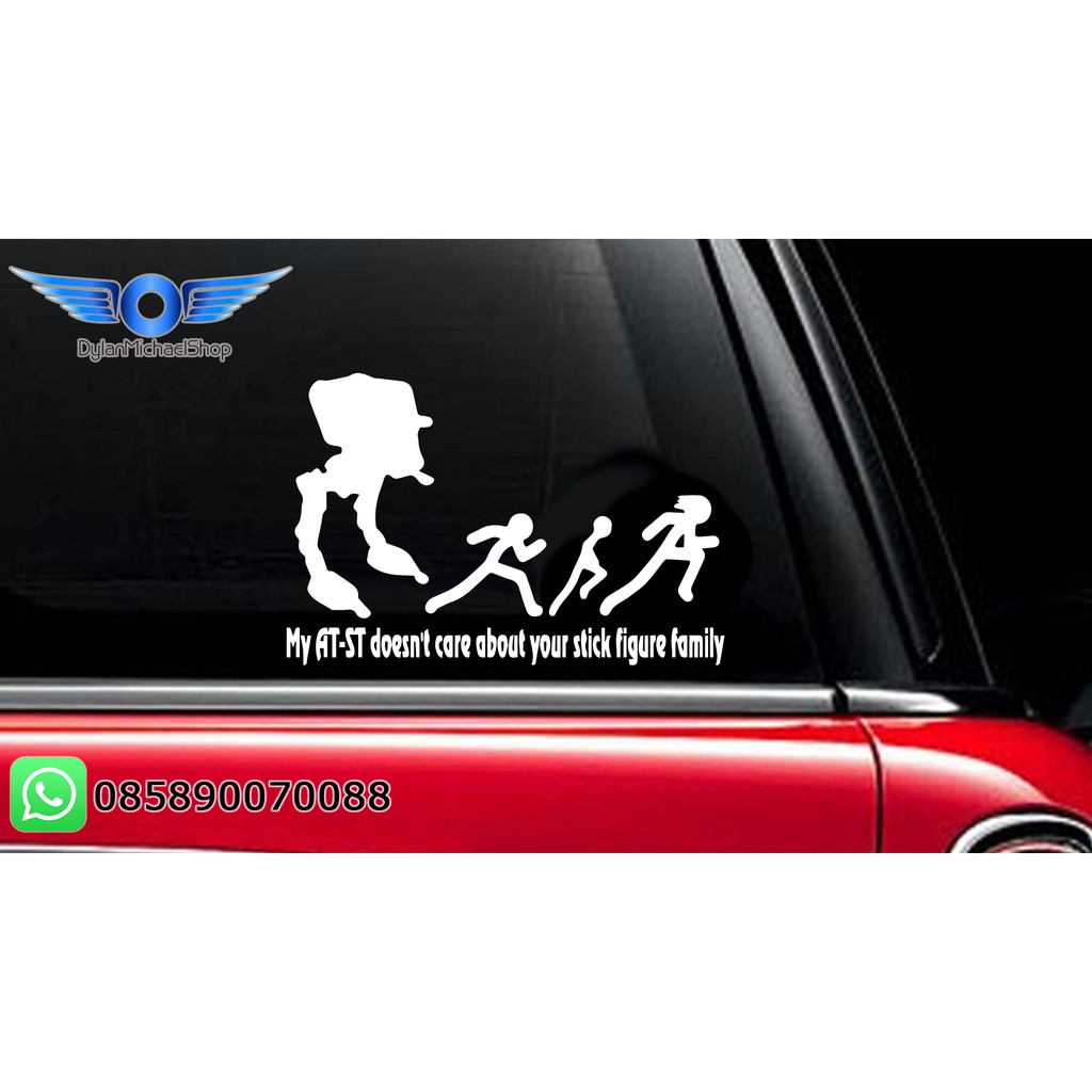 Stiker Mobil Star Wars AT Stick Figure Happy Family Sticker Not Care