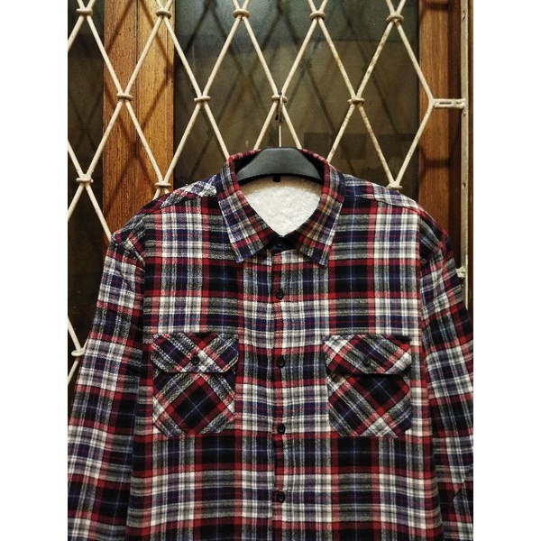kemeja flanel Sherpa second original L kemeja kasual pria murah terlaris