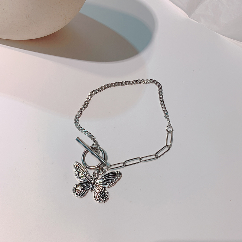 Gelang Liontin Kupu-Kupu Asimetris Gaya Retro Korea Untuk Wanita
