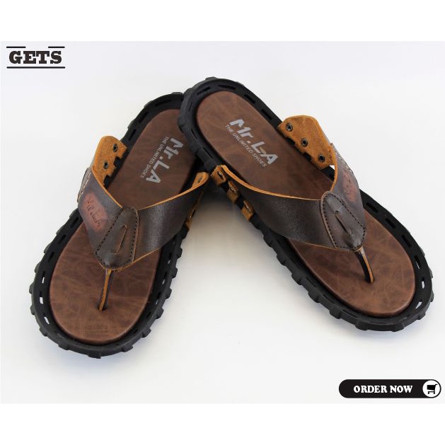 Sandal jepit Pria / Sandal kulit Casual / Sendal Santai Pria dewasa Bahan 100% Kulit Asli