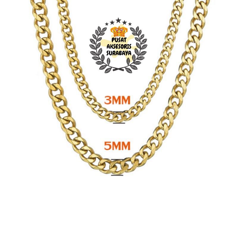 KALUNG TITANIUM RANTAI FIGARO SISIK NAGA EMAS  IMPOR FASHION HIP HOP KOREA