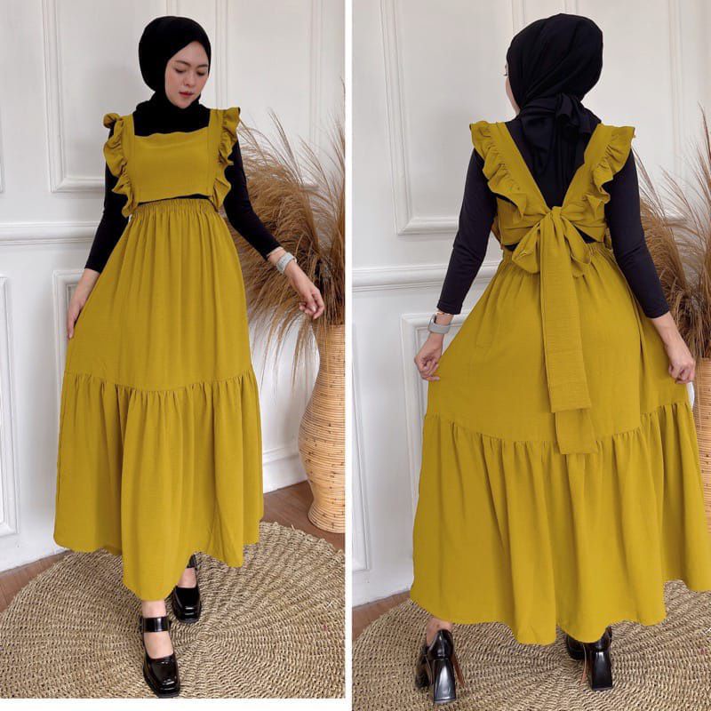 YOLA ONE SET CRINKLE/ONE SET WANITA/SETELAN BAJU+ROK