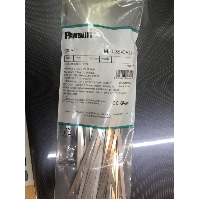 

Office & Stationery | Document Organizer | Panduit Stainless Steel Cable Ties Mlt2S-Cp316 P216Mm - Ties 20Cm | Best Seller