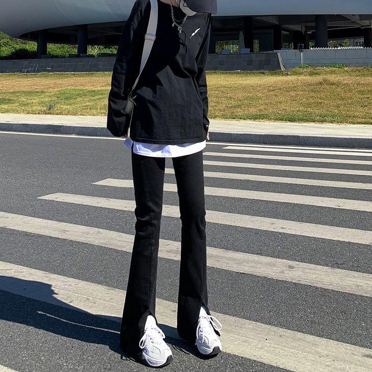 Special Price.. jeans cutbray highwaist korean style new belah hitam biru muda import highwaist Loos