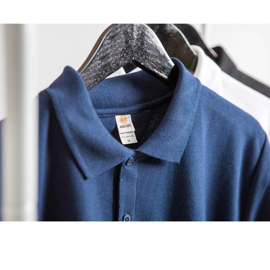 Best Seller.. Maxi Soft Polo Shirt / Wangki / Kaos berkerah Navy / Biru Dongker lacoste CVC 24s