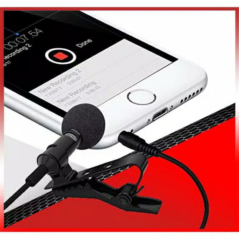 Microphone Youtuber With Clip ON Mic 2 garis Vlogger / mic clip on hp / mic clip on laptop