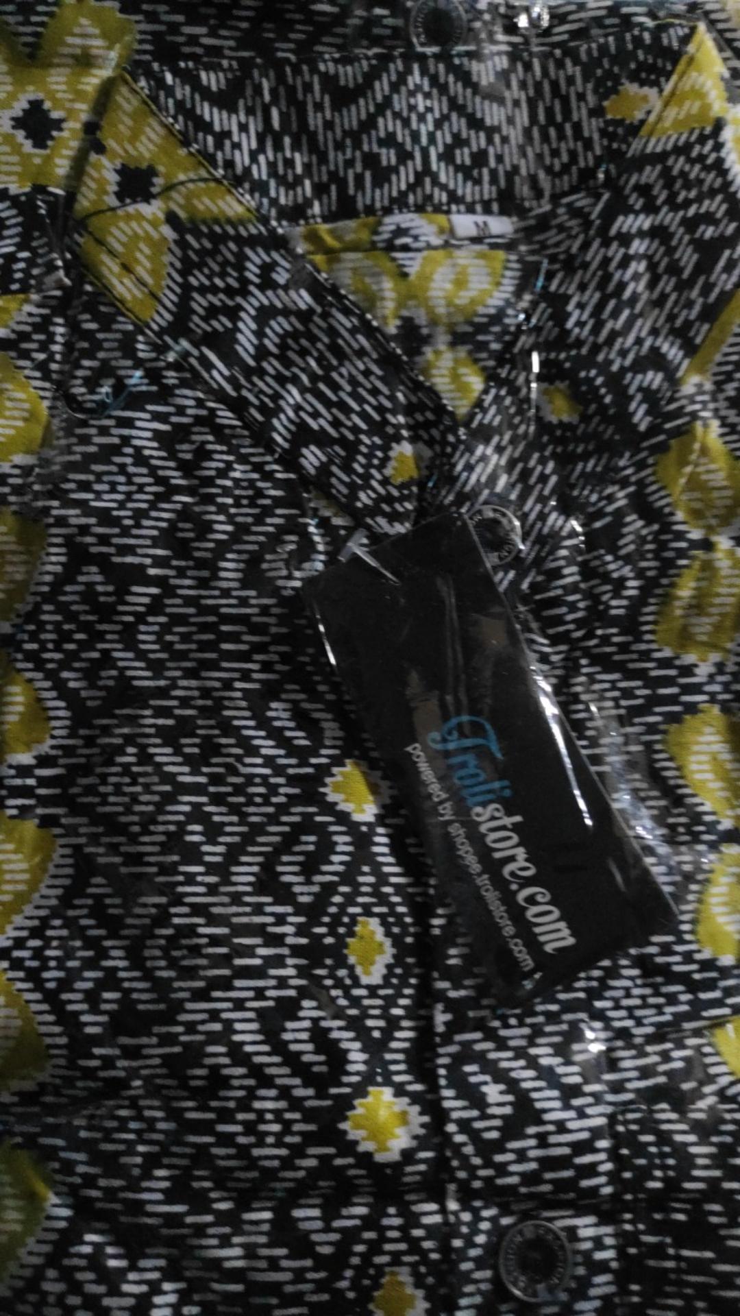 Trolis Size M Grosir Kemeja Batik Koko Pria Motif Pupos Koko Lengan Pendek Cowok Hijau