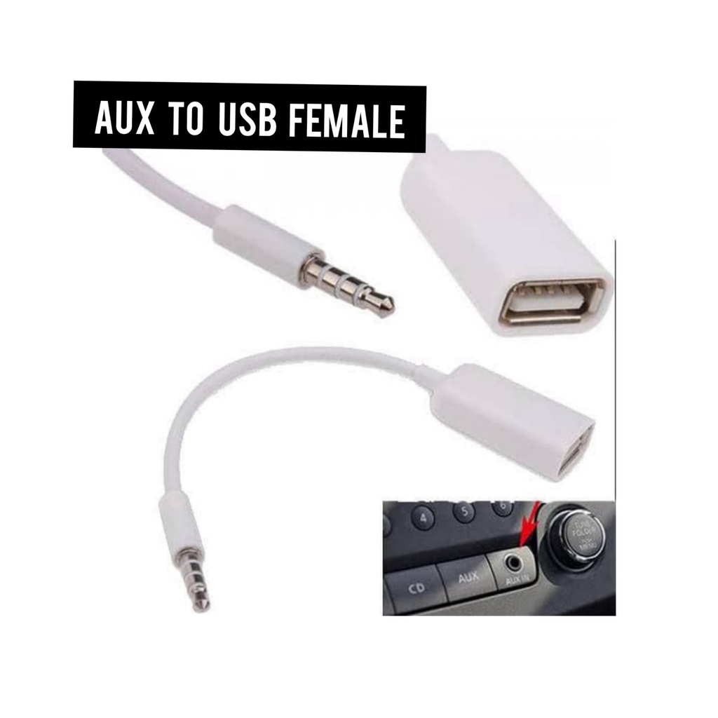 Aux Jack To Usb Female I Adapter Mobil Aux Usb Kabel I Aux Jack Ke Usb Cewek