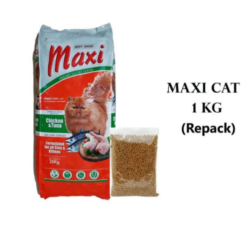 Makanan kucing maxi cat repack 1kg - Premium catfood kitten adult