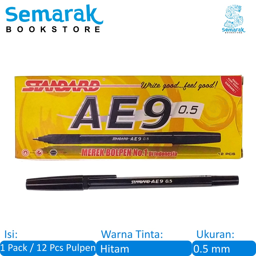 

Standard AE9 Pulpen Oil Gel Alfa Tip 0.5 - Hitam [1 Pack / 12 Pcs]