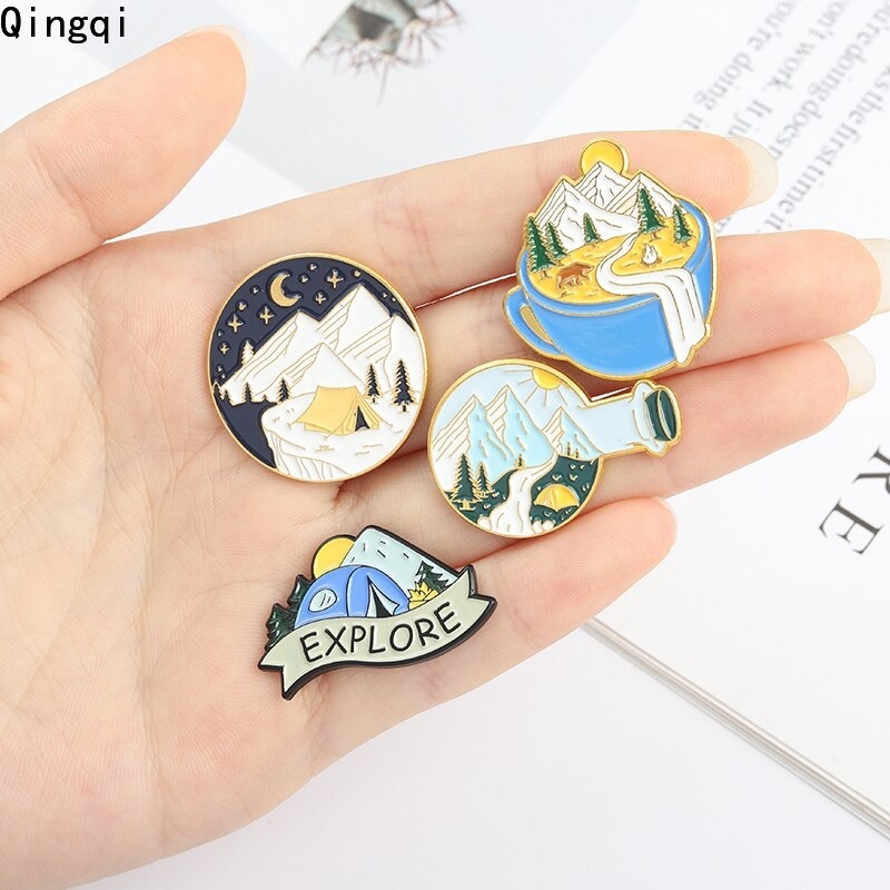 Bros Pin Enamel Desain Kartun Botol Hot Air Balloon Stars Moon Travel Adventure Untuk Hadiah