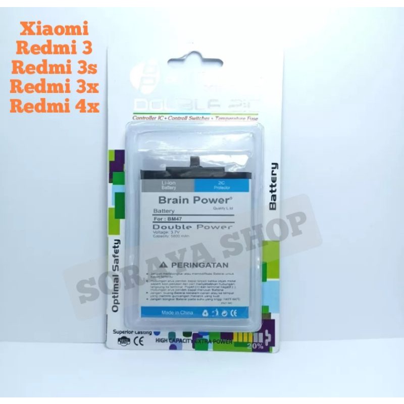 Batre Baterai Xiaomi Redmi 4X BM47 BM-47 5800mAh Double Power
