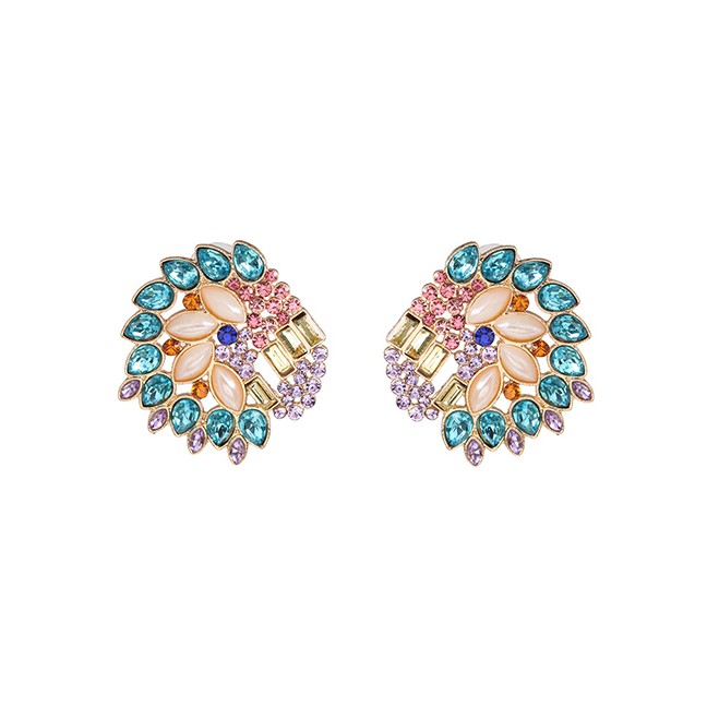 LRC Anting Tusuk Fashion Color Flower Stud Earrings F63750