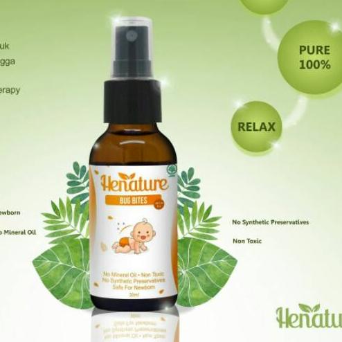 ♘ Henature Bug Bites (semua usia) anti nyamuk serangga essential oils 30 ml dan 60 ml ☻