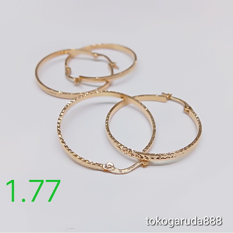 Anting bulat jepit anak dan dewasa emas asli kadar 700 70 16k gipsy rosegold dewasa gipsi giwang kerabu hoops terbaru besar 1 gram kilat tanpa permata polos