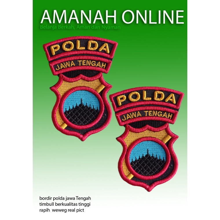 Logo Bordir polda Jawa Tengah, Polda Jateng bordir timbul, rapih berkualitas weweg, untuk atribut di