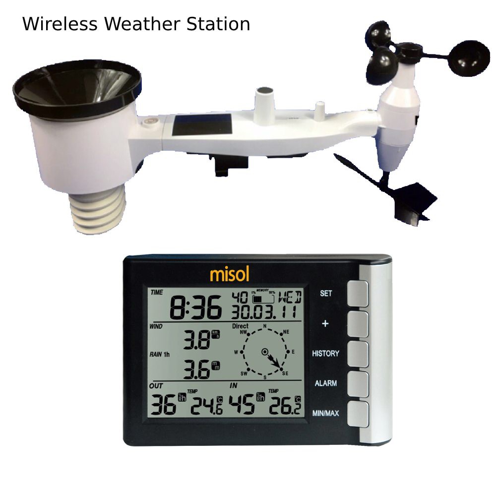 Wireless Weather Station Professional MISOL Wind Rain Humidity Gauge