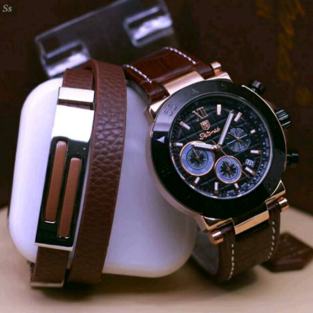 Jam Tangan Pria Elegant Exclusive TETONIS MASTER Original Sport Brown Rosegold Limited