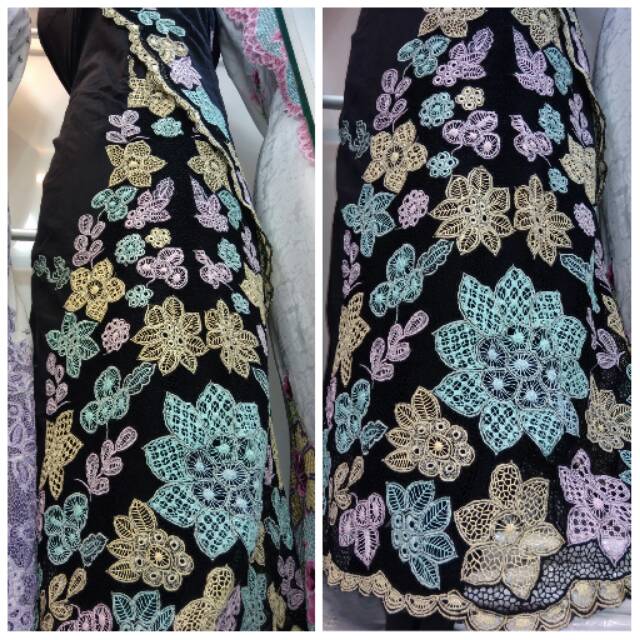 Mukena paris hitam kerancang mesin hitam