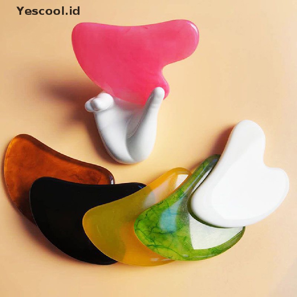 【Yescool】 Natural Jade Guasha Scrapping Plate Massager Face Meridian Plate Tools New .