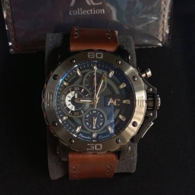 Jam Tangan Alexandre Christie AC 9205 Leather Dark Brown