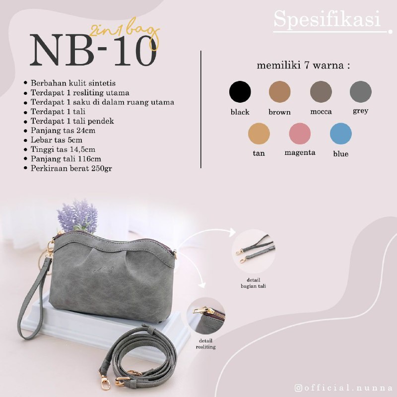 Tas Kecil Wanita/Clutch ORI Brand NUNNA BAG AND SHOES "Nunna NB-10"