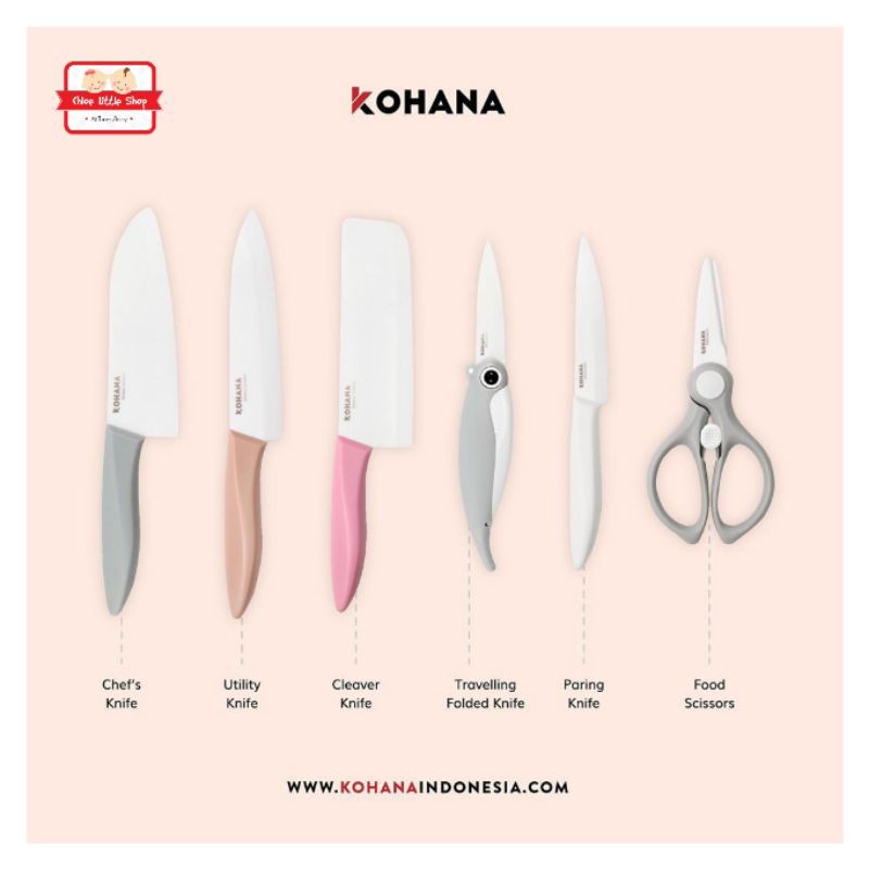 Kohana Paring Knife / Ceramic Scissors / Travelling Folded Ceramic / Cleaver Knife / Utility / Chef | Pisau Gunting Keramik