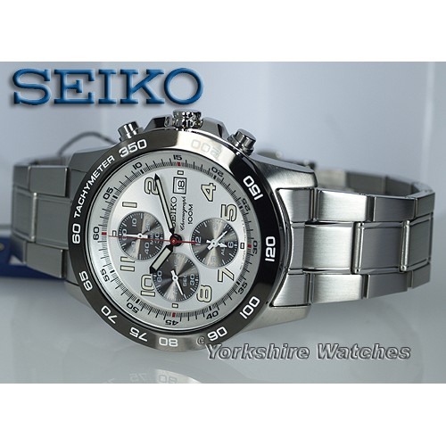 Seiko Mens SNAC55P1 Alarm Stopwatch Silver Face | Jam Pria SNAC55