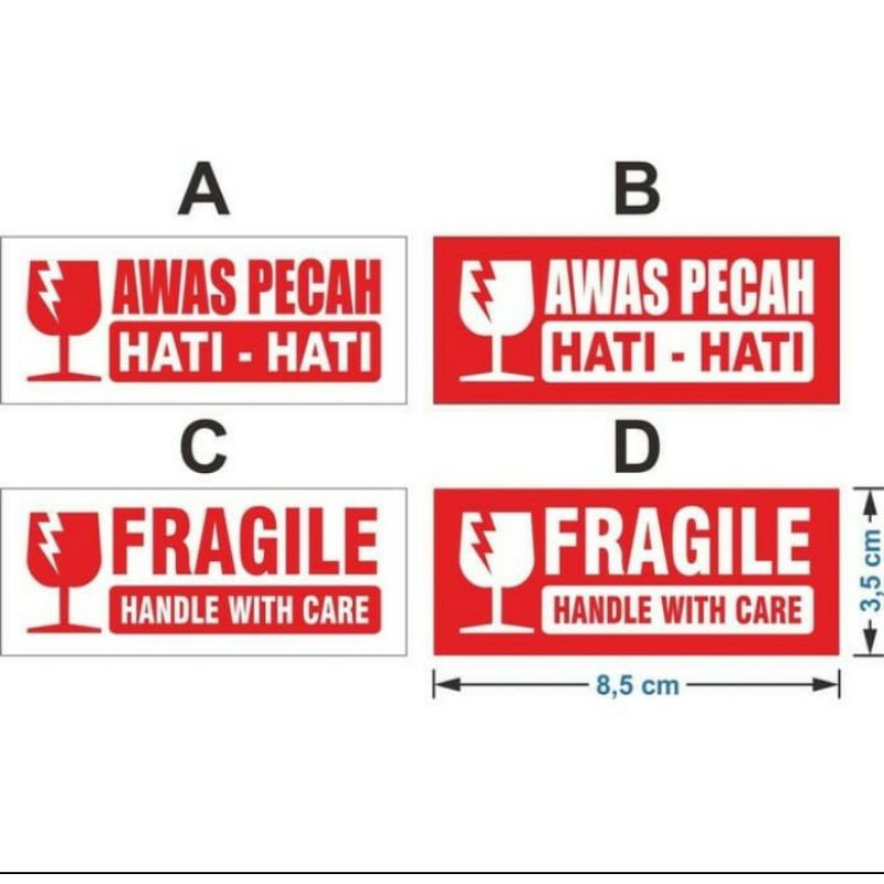 

stiker fragile awas pecah uk.8,5x3,5cm