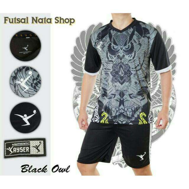 BLACK OWL baju kaos stelan setelan jersey futsal sepak bola kayser (FNS)