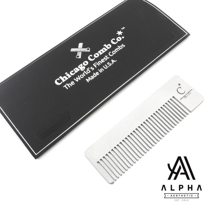 Sisir Premium Chicago Comb Model 4 Stainless Steel USA Sisir Saku Pria