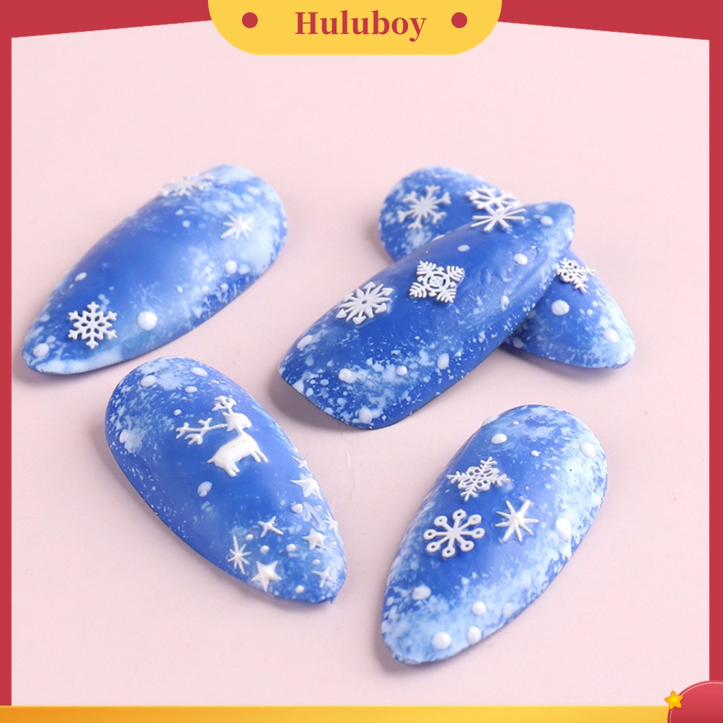 Huluboy Huluboy♡ 100pcs / Botol Stiker Kuku 3D Motif Kepingan Salju Untuk Dekorasi Nail Art