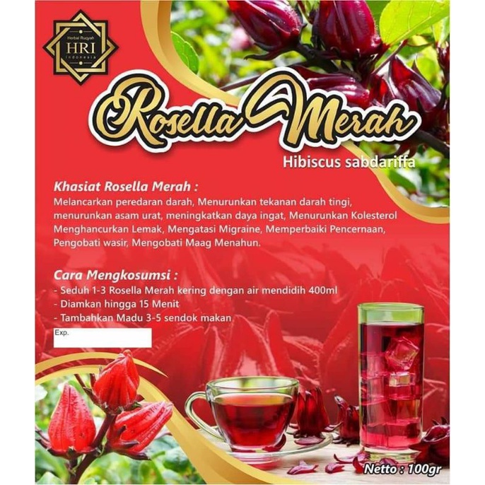 

teh bunga rosella merah kering herbal terapi HRI