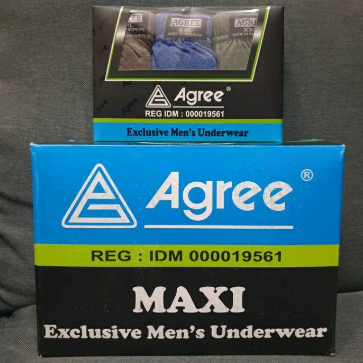 (1 Box isi 3) Celana Dalam Pria AGREE M, L, XL, XXL Art 2-8886 | 1-8887 | 3-8889 CD Segitiga Karet AGREE MERAH