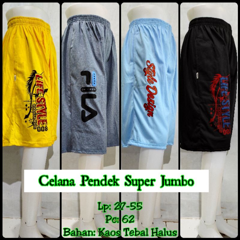 CELANA PENDEK WANITA / PRIA JUMBO & SUPER JUMBO KAOS TEBAL