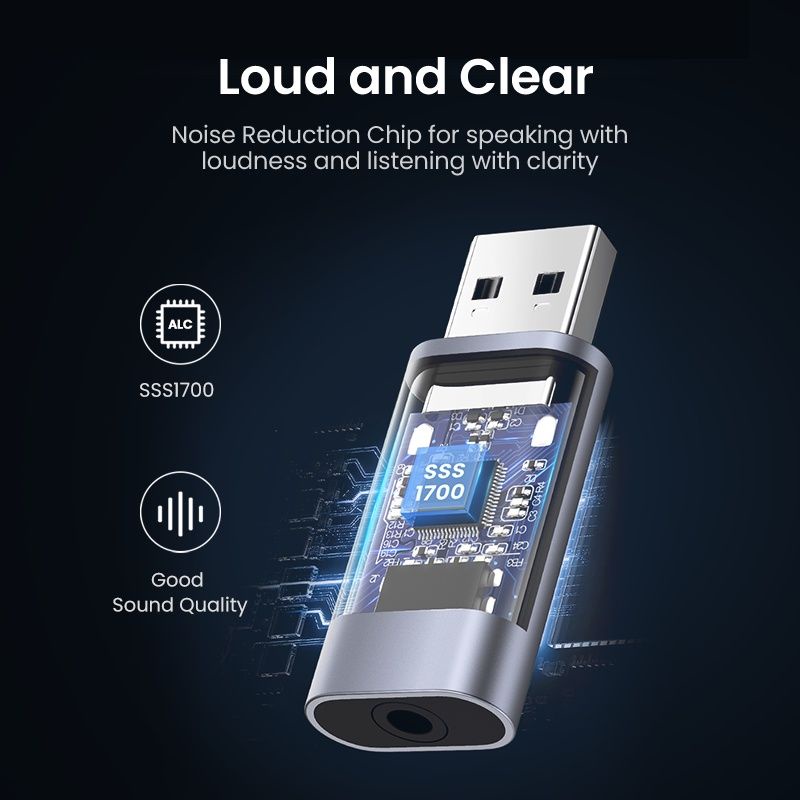 UGREEN USB Sound Card External 2in1 3,5mm untuk laptop / Nintendo Switch