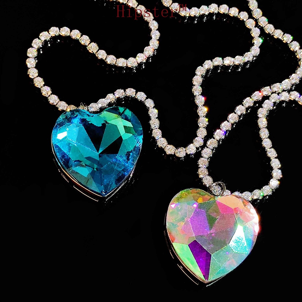 Ornament Pendant Heart-Shaped Crystal Necklace