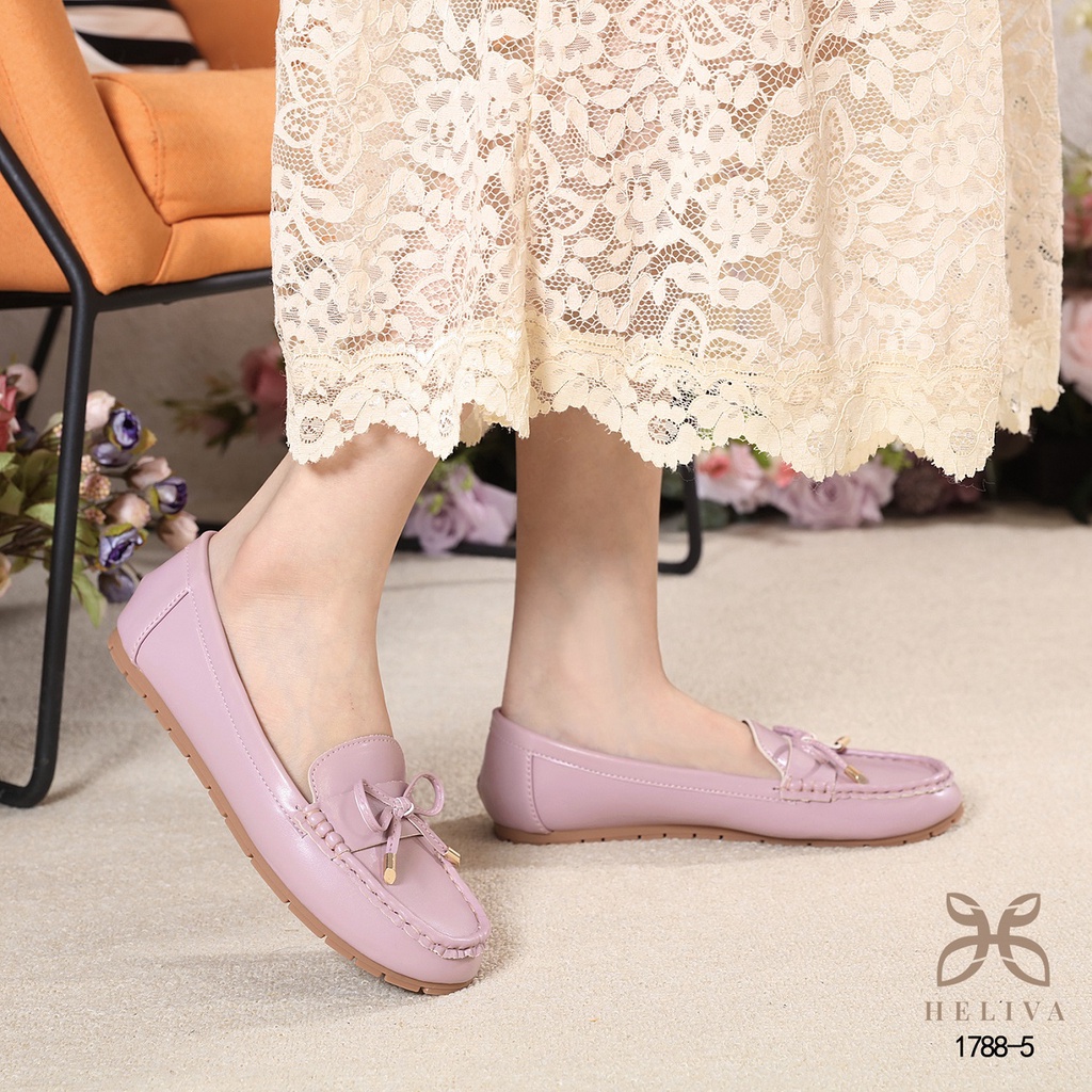 HELIVA SERA Loafer Flat Shoes Pita Depan Bahan Kulit 1788-5 Original Brand