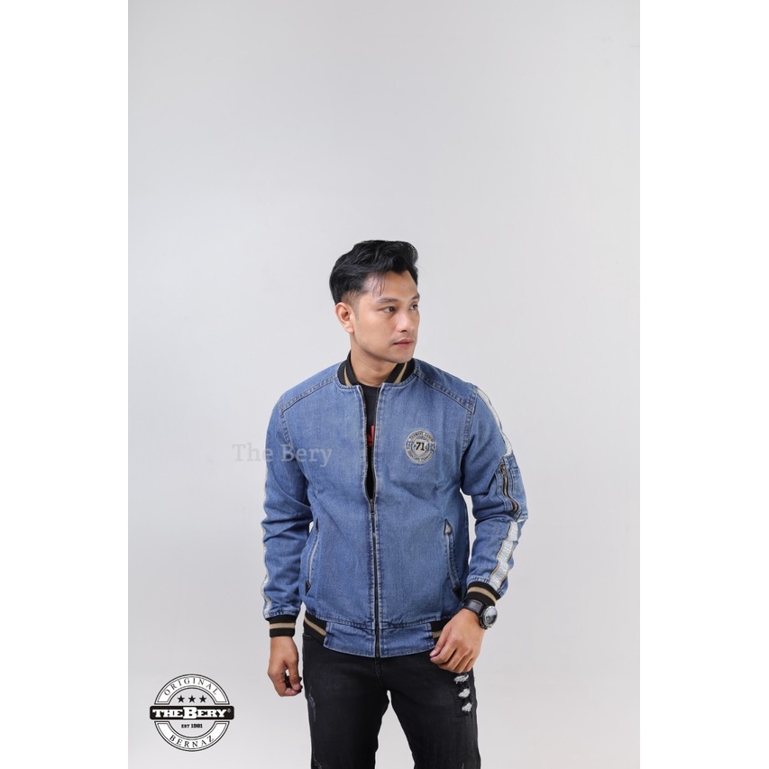 TURUN HARGA ! Jaket Jeans Basic Pria Bordir Tb Taping 71 The Berry - Jaket Jeans Pria - Jaket Jeans Bordir Terlaris