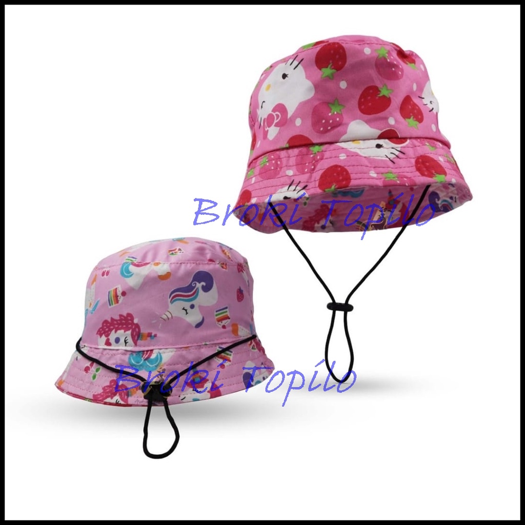 TOPI BUCKET ANAK ADA TALI BOLAK BALIK BAHAN KATUN 2 KARAKTER 2 - 5 TAHUN LAKI LAKI PEREMPUAN | FADHILAH SHOP BJB