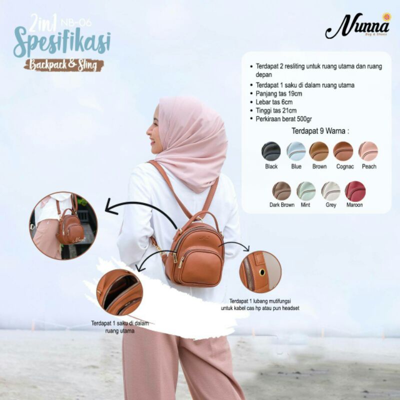 Tas Ransel dan Selempeng ORI Brand Nunna Bag and Shoes "NB-06"