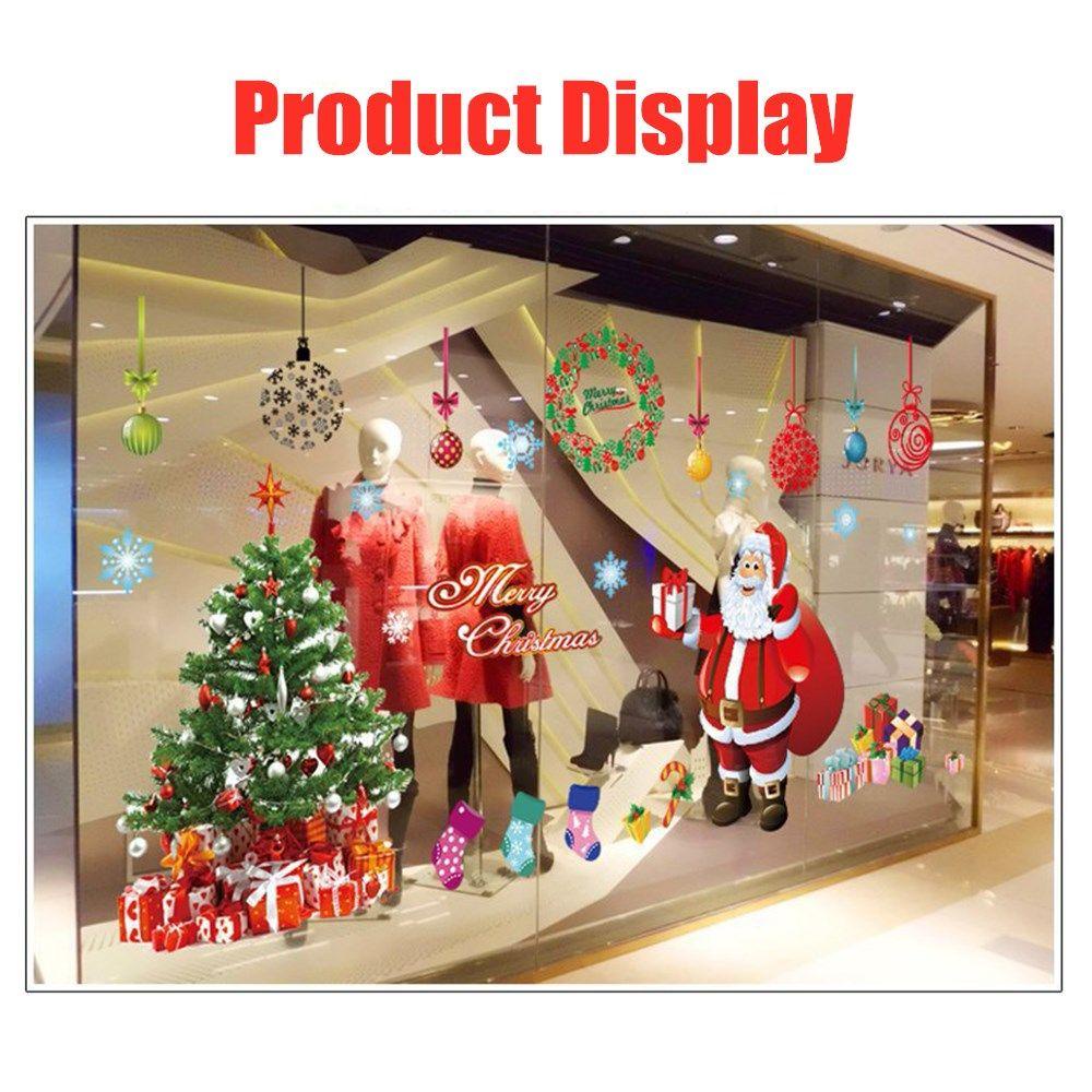 Solighter Stiker Jendela Natal Removable Perlengkapan Pesta Oversized Xmas Tahun Baru Dekorasi Dekoratif Sticker Dinding Decals