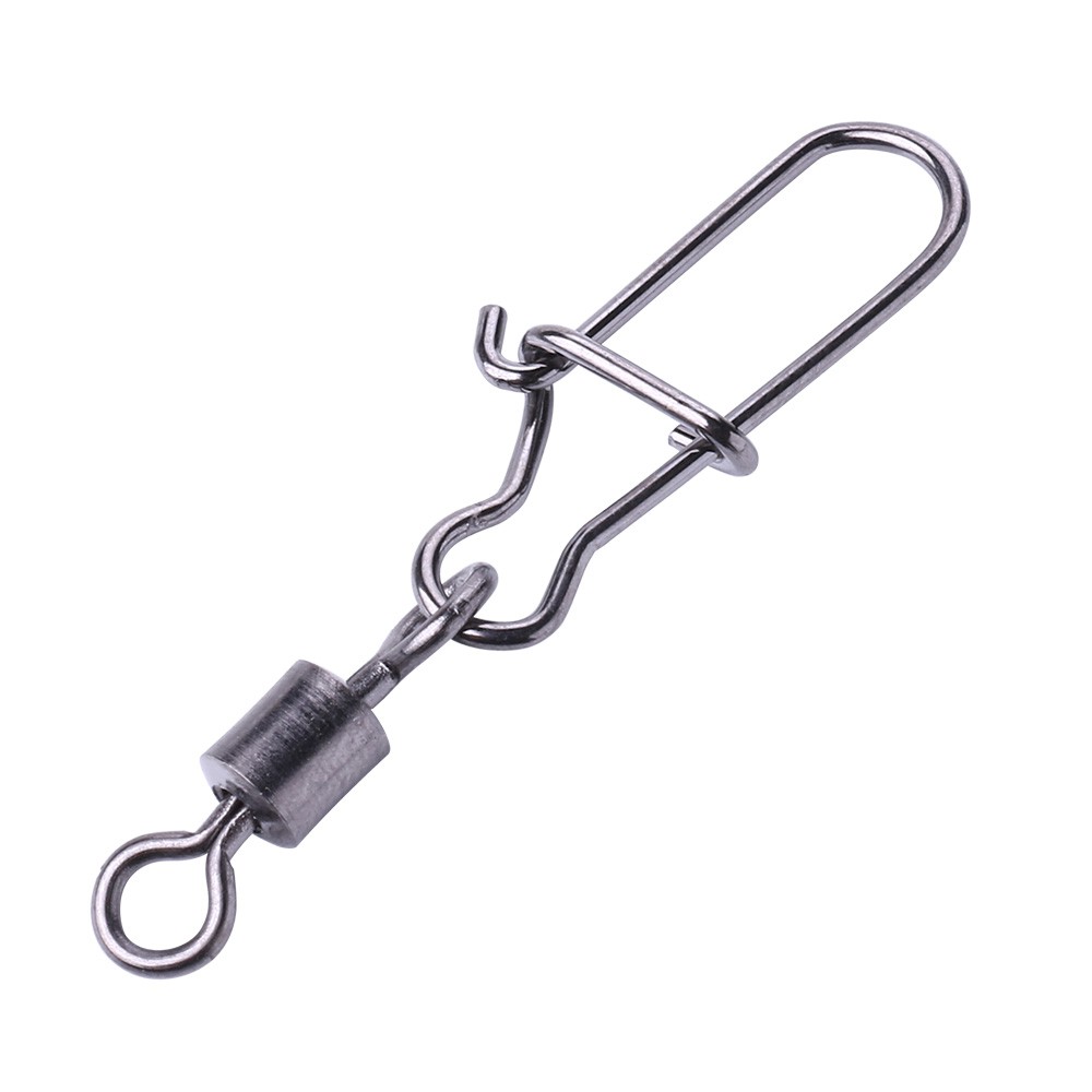 HENGJIA 50Pcs Kili-kili Pancing Rolling Swivel Bahan Stainless Steel