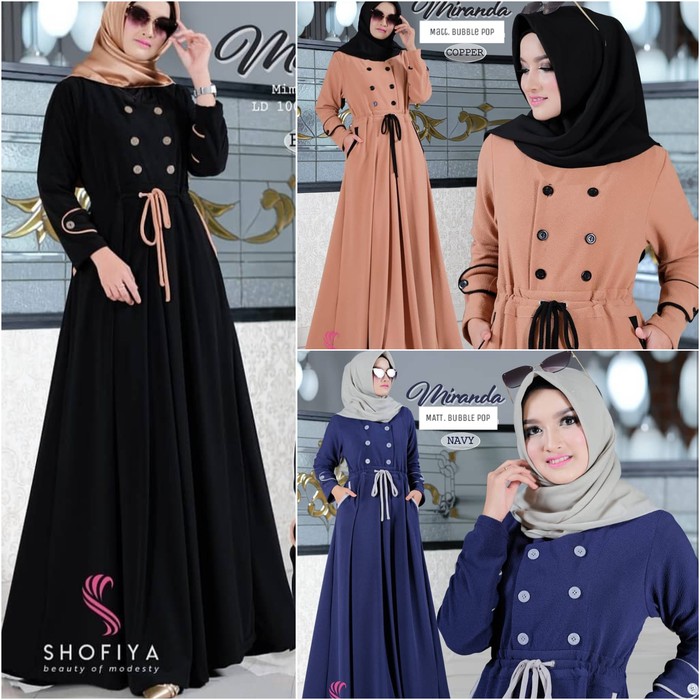 TERANYAR  Gamis Hitam / Grosir dress murah / Baju muslim wanita : Miranda dress   TP TERMURAH